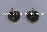 NGP4023 20*20mm heart druzy quartz gemstone pendants