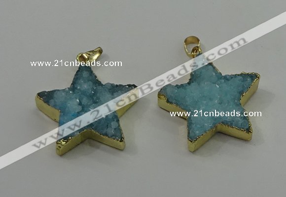 NGP4094 30*32mm - 32*35mm star druzy quartz pendants wholesale
