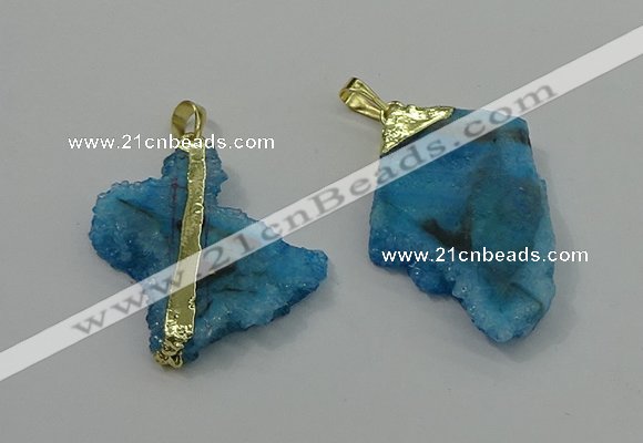 NGP4134 25*35mm - 40*50mm freeform druzy quartz pendants wholesale