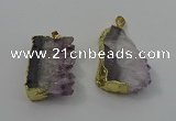 NGP4143 25*30mm - 30*35mm freeform druzy amethyst pendants