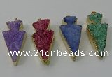 NGP4160 20*45mm - 22*48mm arrowhead druzy quartz pendants