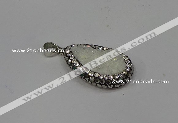 NGP4266 14*23mm flat teardrop plated quartz pendants wholesale