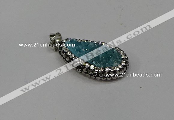 NGP4270 14*23mm flat teardrop plated quartz pendants wholesale