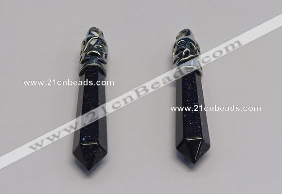 NGP5425 10*65mm sticks blue goldstone pendants wholesale