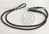 NGP5590 White crystal freeform pendant with nylon cord necklace