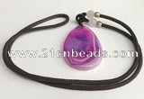 NGP5657 Agate flat teardrop pendant with nylon cord necklace