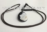 NGP5671 Agate flat teardrop pendant with nylon cord necklace