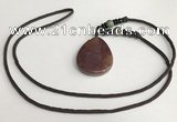 NGP5694 Agate flat teardrop pendant with nylon cord necklace