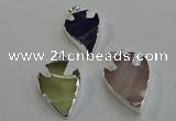 NGP6009 22*30mm - 25*35mm arrowhead mixed gemstone pendants