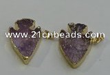 NGP6011 25*30mm - 30*35mm arrowhead amethyst pendants
