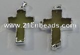NGP6047 30*40mm - 35*45mm cross lemon quartz pendants