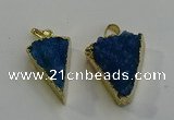 NGP6071 20*25mm - 25*35mm triangle druzy quartz pendants