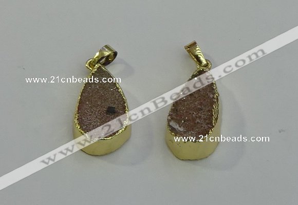 NGP6079 15*25mm – 18*30mm flat teardrop druzy agate pendants