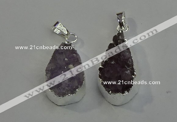 NGP6081 15*25mm – 18*30mm flat teardrop druzy agate pendants