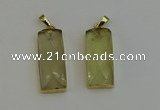 NGP6201 14*30mm - 15*38mm faceted rectangle lemon quartz pendants