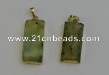 NGP6202 14*30mm - 15*38mm faceted rectangle green rutilated quartz pendants