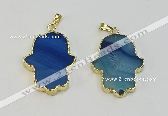 NGP6258 22*40mm - 25*45mm hamsahand agate gemstone pendants