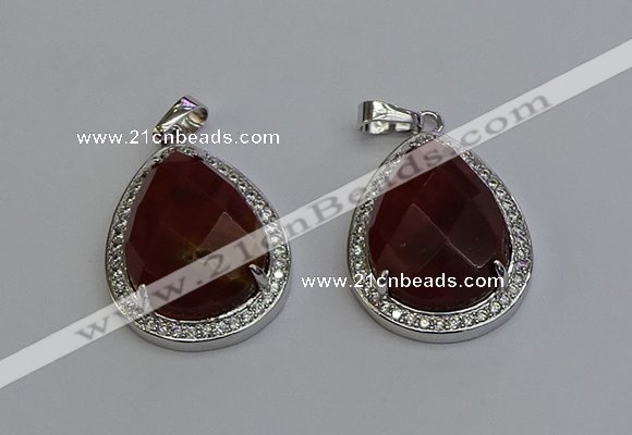 NGP6342 25*30mm teardrop red rabbit hair pendants wholesale