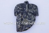 NGP638 5pcs 5*38*52mm leaf kambaba jasper gemstone pendants