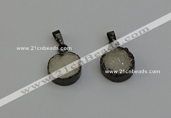 NGP6392 15mm - 16mm coin druzy agate gemstone pendants