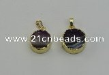 NGP6407 18mm - 20mm coin druzy amethyst pendants wholesale