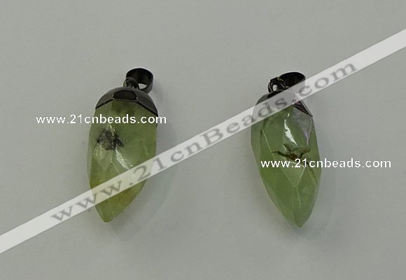 NGP6433 12*24mm - 15*30mm faceted bullet green rutilated quartz pendants