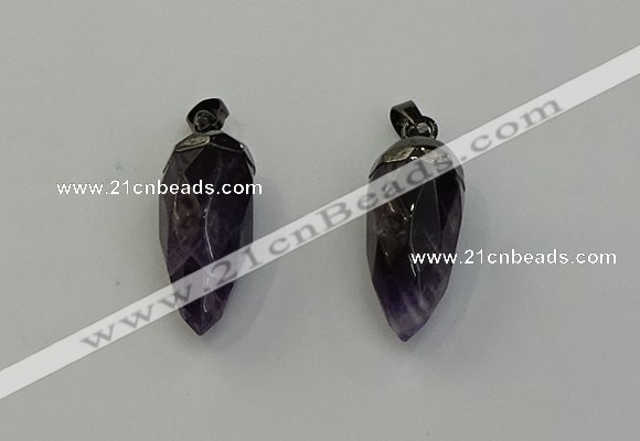 NGP6436 12*24mm - 15*30mm faceted bullet amethyst pendants