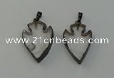 NGP6450 22*28mm - 25*35mm arrowhead white crystal pendants