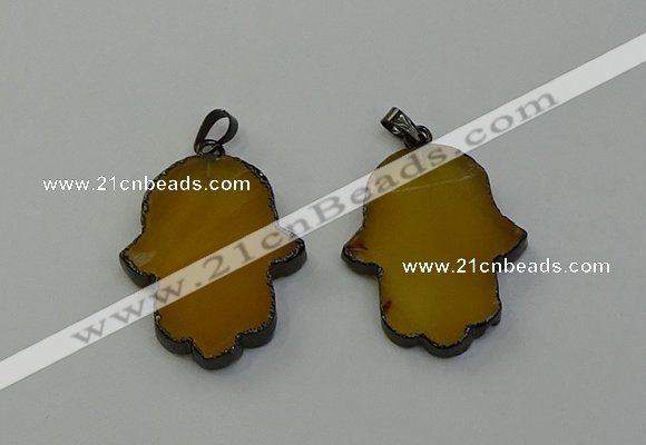NGP6472 30*40mm hamsahand agate gemstone pendants wholesale