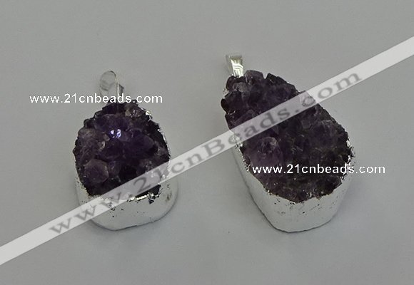 NGP6604 20*25mm - 20*30mm freeform druzy amethyst pendants