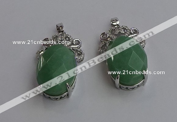 NGP6638 18*25mm faceted oval green aventurine gemstone pendants