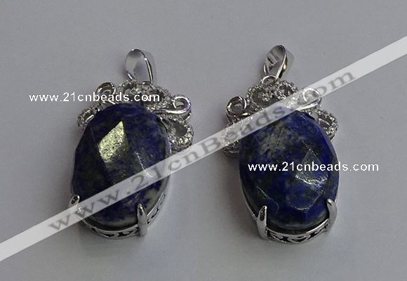 NGP6643 18*25mm faceted oval lapis lazuli gemstone pendants