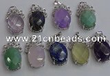 NGP6645 18*25mm faceted oval mixed gemstone pendants wholesale
