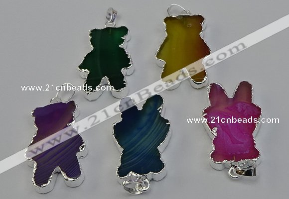 NGP6658 22*38mm Animal or V-shaped agate gemstone pendants