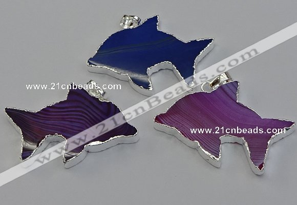 NGP6675 28*42mm - 30*45mm dolphin agate gemstone pendants