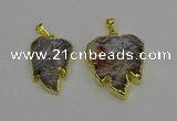 NGP6687 20*25mm - 25*30mm leaf agate gemstone pendants wholesale