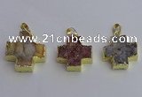 NGP6841 22*22mm - 24*24mm cross druzy agate pendants wholesale