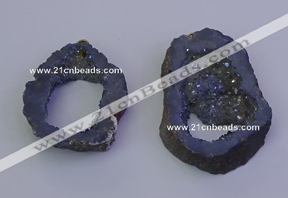 NGP6846 35*45mm - 40*50mm freeform plated druzy agate pendants
