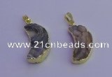 NGP6850 20*30mm - 22*35mm moon-shaped druzy agate pendants