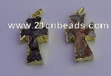 NGP6852 15*30mm - 18*35mm cross druzy agate pendants