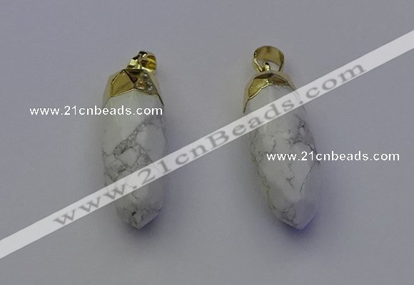 NGP6880 12*30mm - 15*30mm faceted bullet white howlite pendants