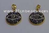 NGP6890 20mm - 22mm coin druzy agate pendants wholesale