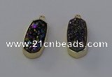 NGP6910 10*22mm - 12*25mm freeform plated druzy quartz pendants