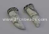 NGP6983 12*40mm - 15*45mm horn white howlite turquoise pendants