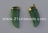NGP6999 12*40mm - 15*45mm horn green aventurine pendants wholesale