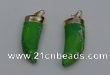 NGP7027 12*35mm - 14*40mm horn white howlite turquoise pendants