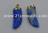 NGP7028 12*35mm - 14*40mm horn white howlite turquoise pendants