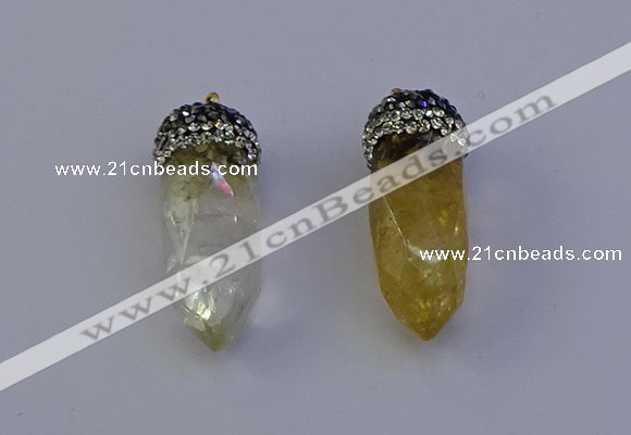 NGP7058 12*30mm - 15*35mm faceted bullet citrine pendants