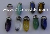 NGP7075 12*30mm - 15*35mm faceted bullet mixed gemstone pendants