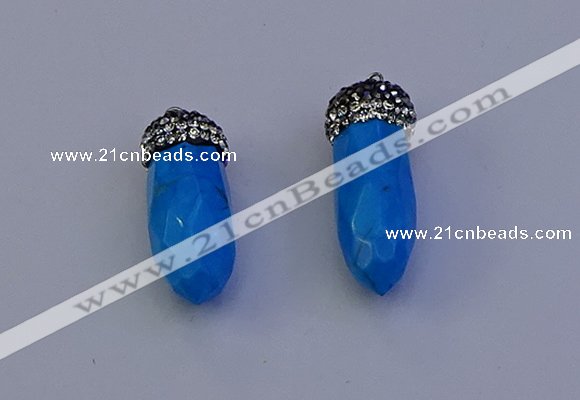 NGP7082 12*30mm - 15*35mm faceted bullet white howlite turquoise pendants